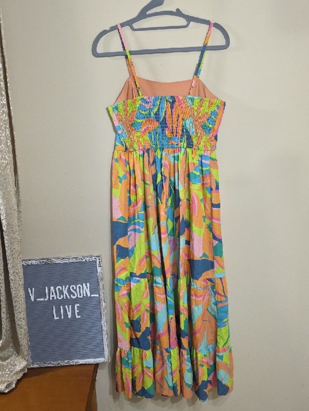 Sincerely Jules Tropical Print Smocked Back Midi Dress - Picture 5 of 5